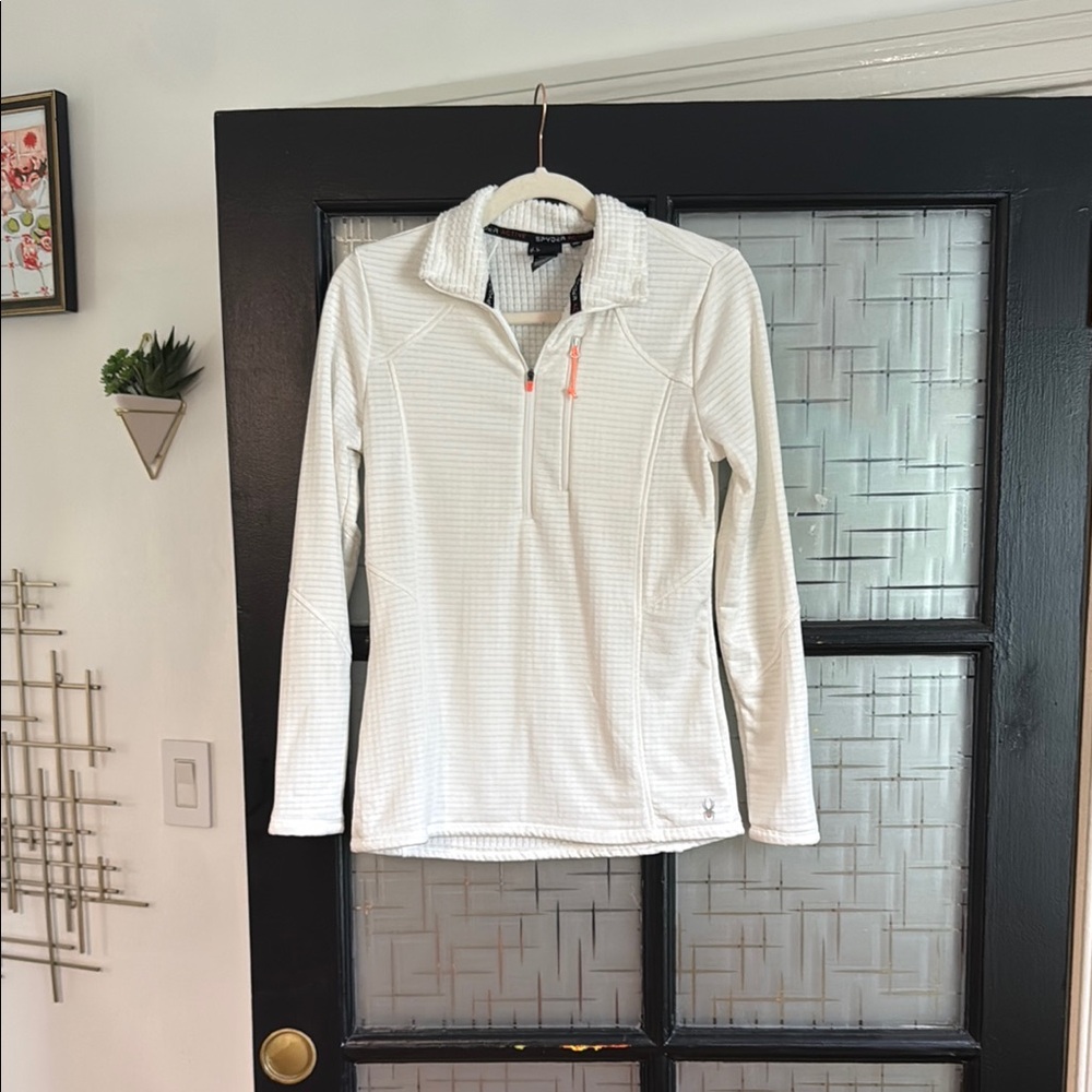 Spyder White Fitted Long Sleeve Polo Tee